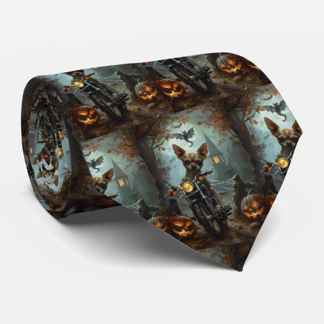 Corbata Chihuahua Motocicleta Halloween Da miedo (Enrollado)