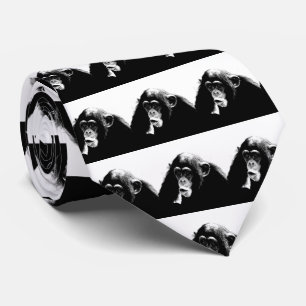 Corbata Chimpancé blanco negro