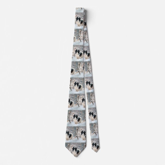 Corbata Chin Japonés Deja que nieve Navidad (Anverso)