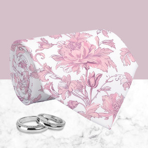 Corbata Chinoiserie floral rosa y blanco 