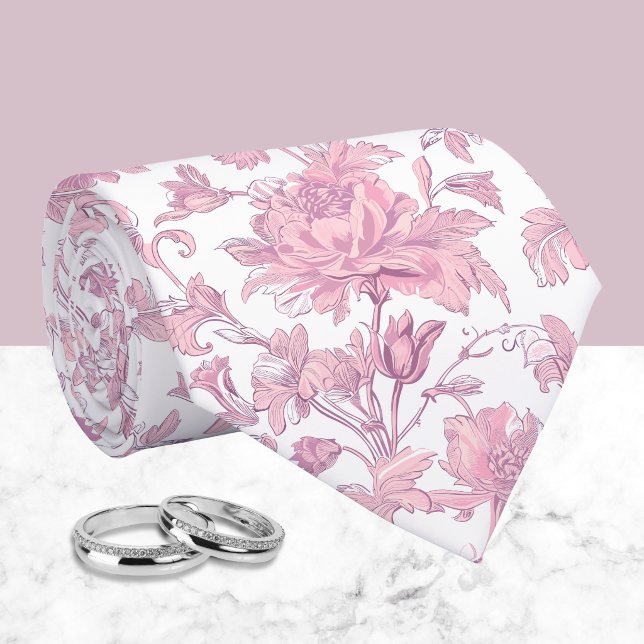 Corbata Chinoiserie floral rosa y blanco  (Subido por el creador)