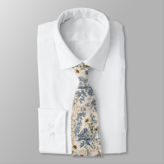 Corbata Chinoiserie Libélulas y Margaritas (Atado)
