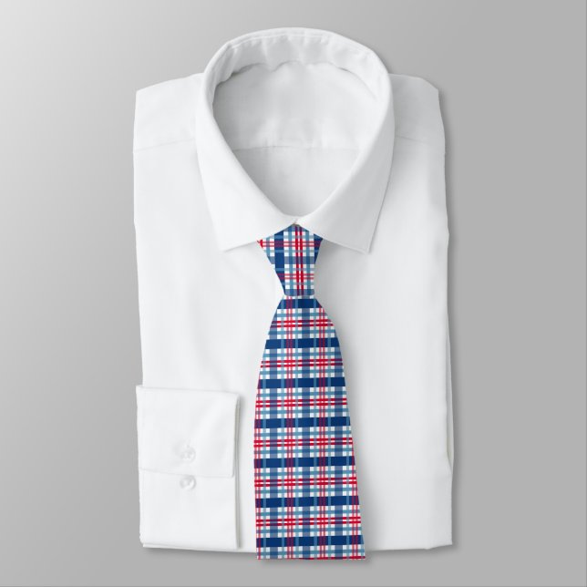 Corbata chispa azul blanco rojo fresco patriótico (Atado)