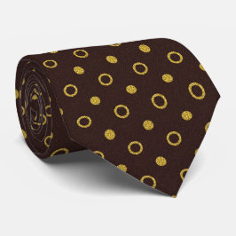 Corbata Chocolate Brown & Gold Polka Dot
