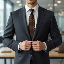 Corbata Chocolate Brown & Gold Polka Dot