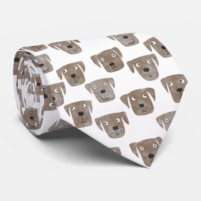 Corbata Chocolate Labrador Retriever Dog Cute Pattern (Enrollado)