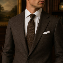 Corbata Chocolate Marrón Geométrico de Lujo