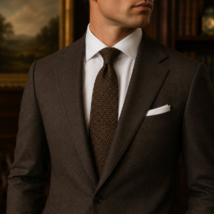 Corbata Chocolate Marrón Geométrico de Lujo
