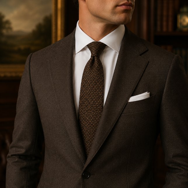 Corbata Chocolate Marrón Geométrico de Lujo (Subido por el creador)