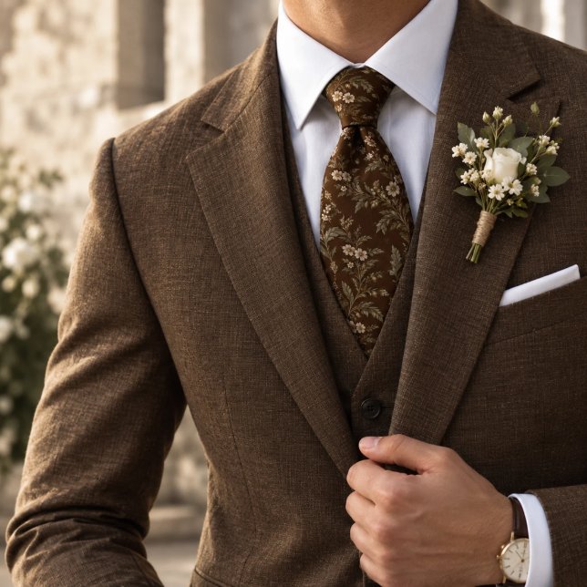 Corbata Chocolate Oliva Botánico Antiguo (Subido por el creador)