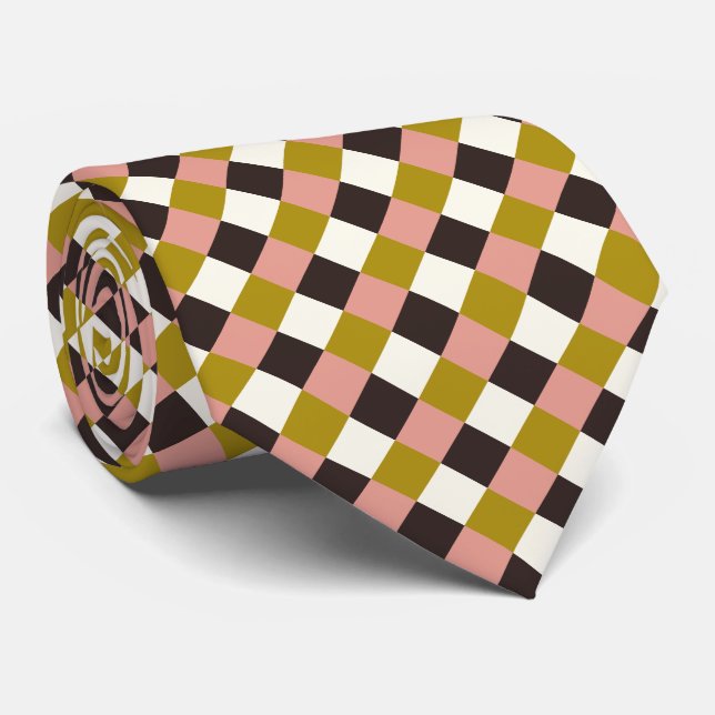 Corbata Chocolate rosa dorado marfil revestido (Enrollado)
