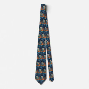 Corbata Chow Chow de Halloween con Calabazas Espeluznante