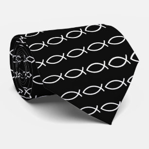 Corbata Christian Ichthys Jesus Fish Black