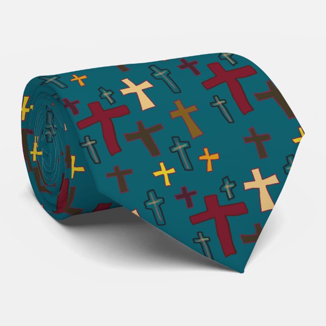 Corbata Christian Neck Tie with Crosses (Enrollado)
