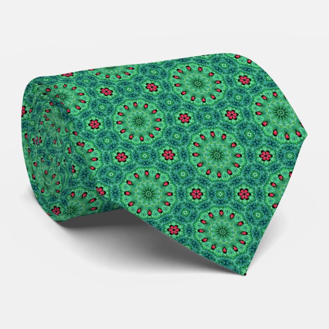 Corbata Christmas Flowers and Medallions Neck Tie (Enrollado)