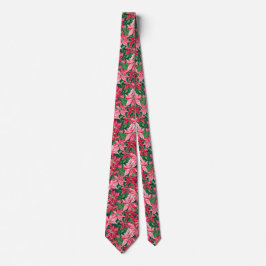 Corbata Christmas Holly And Flower Patterned