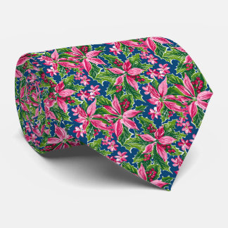 Corbata Christmas Holly And Flower Patterned