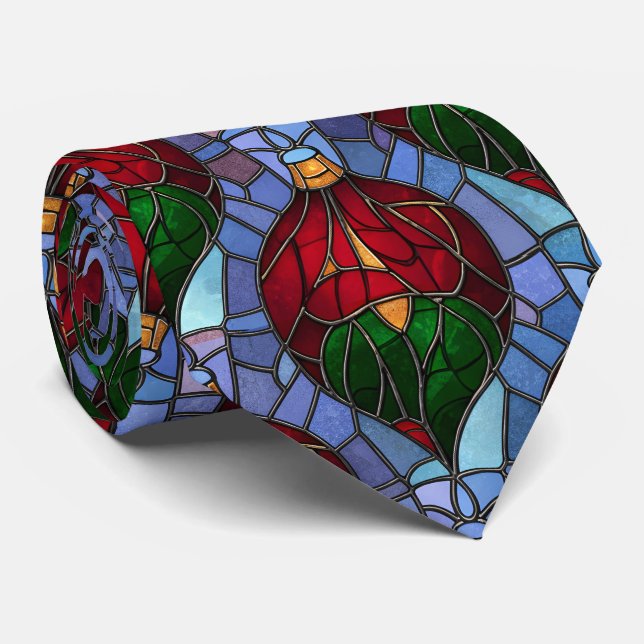Corbata Christmas Ornament Red Green Blue Stained Glass  (Enrollado)