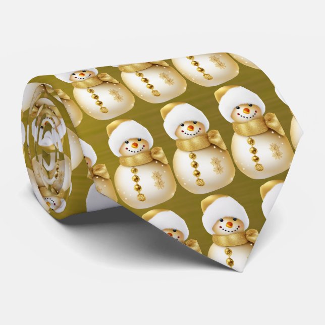 Corbata Christmas Party Golden Snowman Winter Holiday (Enrollado)