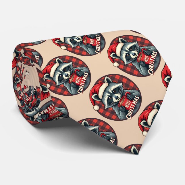 Corbata Christmas Raccoon Cocoa Cheer (Enrollado)