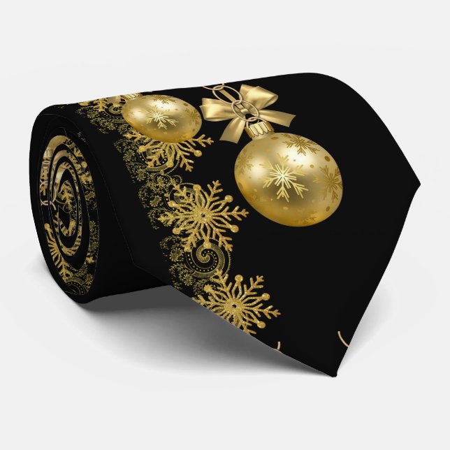 Corbata Christmas Tie, Gold Balls (Enrollado)