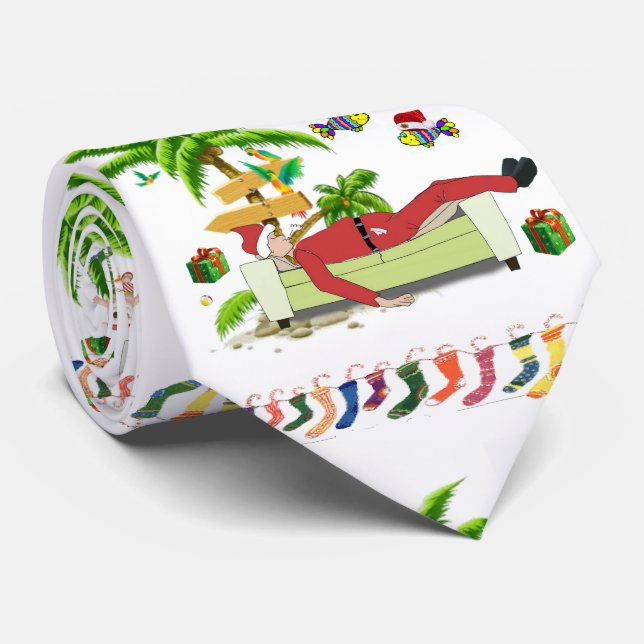 Corbata Christmas Tie, Summer Beach Santa (Enrollado)