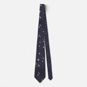 Corbata Cielo Nocturno Y Estrellas De Oro