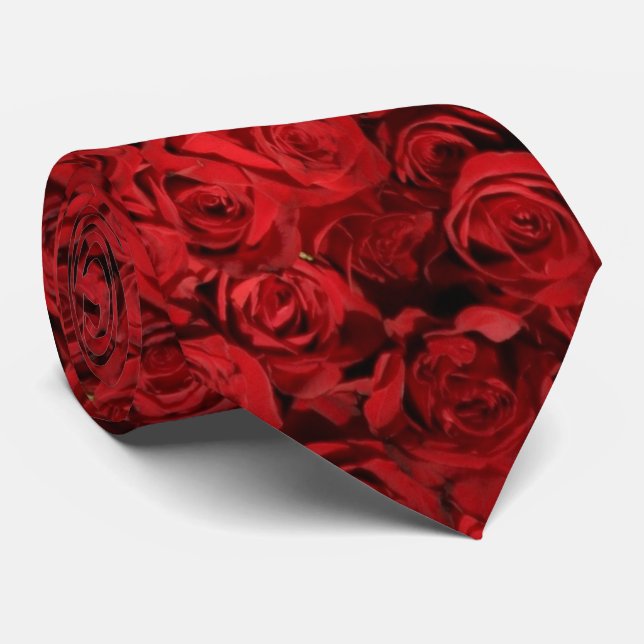 Corbata Cientos de Bellas Rosas Rojas (Enrollado)