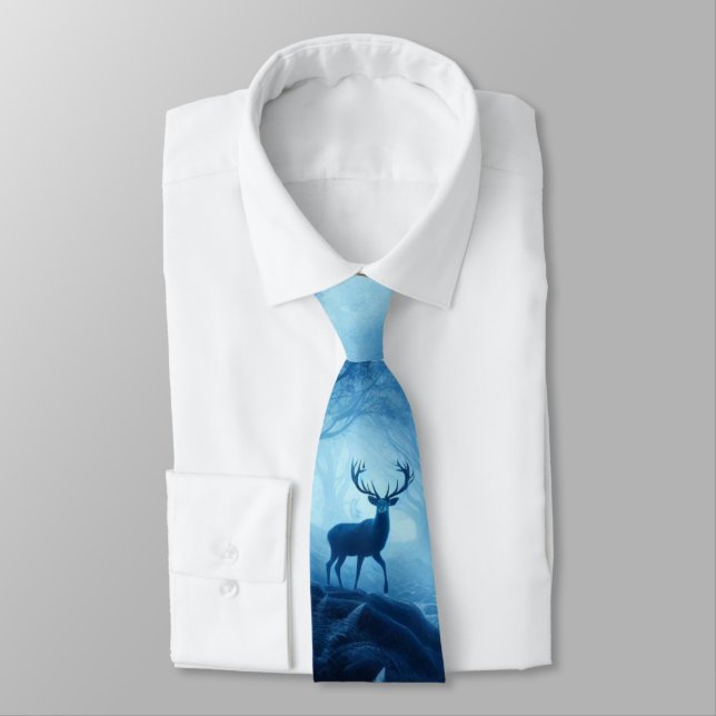 Corbata Ciervo en bosque oscuro de bruma azul (Atado)