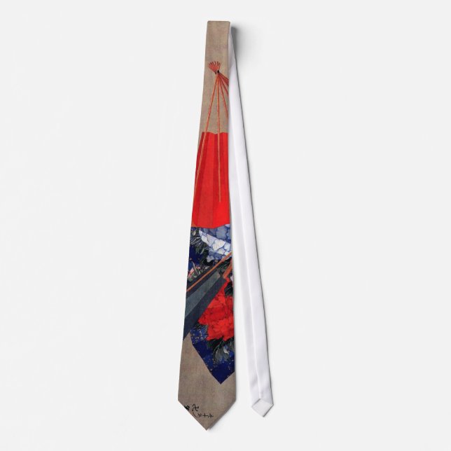 Corbata Cinco fans japoneses, Hokusai, Ukiyoe (Anverso)