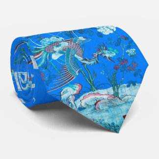 Corbata Cinco Fénix en el Jardín Floral Azul Chino