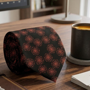 Corbata Cinta de Damasco Roja Patrón de Simetría Reflectiv