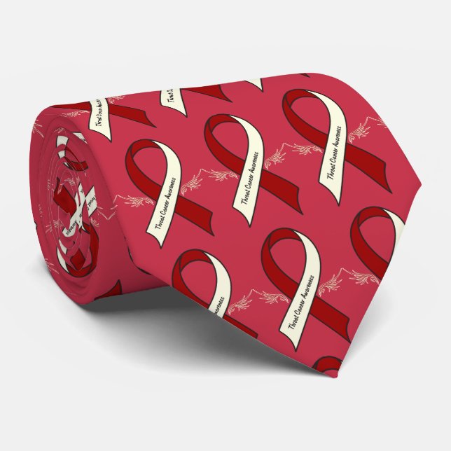 Corbata Cinta de la conciencia del cáncer de garganta con (Enrollado)