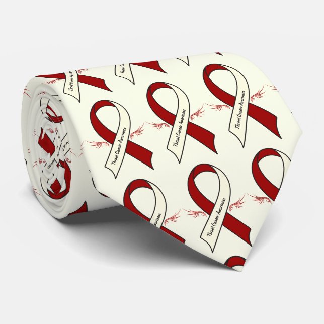 Corbata Cinta de la conciencia del cáncer de garganta con (Enrollado)