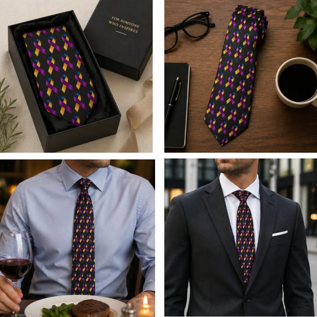 Corbata Cinta de Merigold de Concientización sobre el Cánc (Bladder Cancer Awareness Merigold Ribbon Neck Tie)