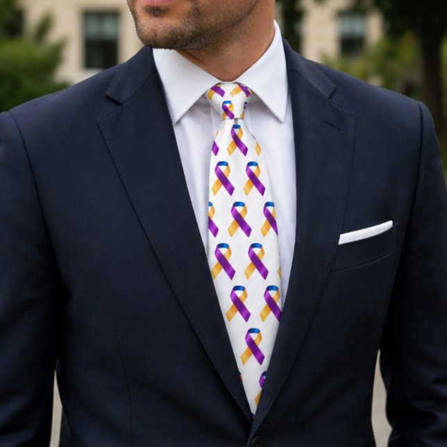 Corbata Cinta de Merigold de Concientización sobre el Cánc (Bladder Cancer Awareness Merigold Ribbon Neck Tie)