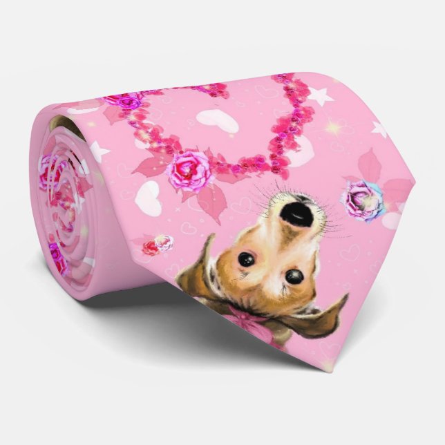 Corbata Cinta Rosa - Amor (Enrollado)