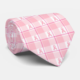 Corbata Cinta Rosa de Cuadros de Conciencia del Cáncer de 