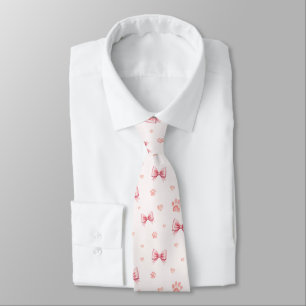 Corbata Cinta rosa, patrón de impresión de corazón y pasto