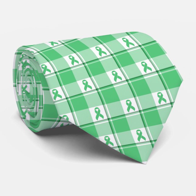 Corbata Cinta Verde a Cuadros de Concientización sobre el  (Enrollado)