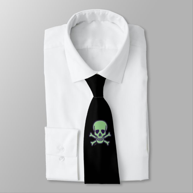 Corbata Cinturón negro de cráneo verde (Atado)