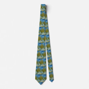 Corbata Cipreses de Van Gogh - Cielo Azul Giratorio Arte