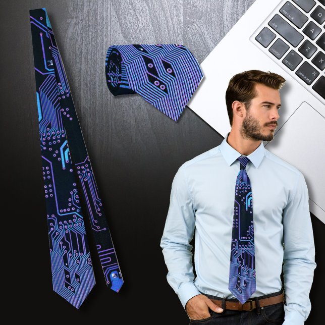 Corbata Circuito de computadora genial azul (Subido por el creador)