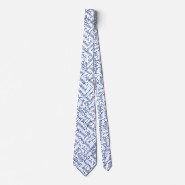 Corbata Circulación - Azul marino sobre blanco (Anverso)