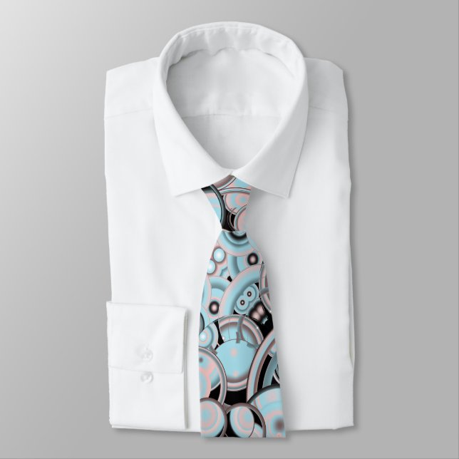 Corbata Círculo concentrado de gradiente rosado Mocha azul (Atado)