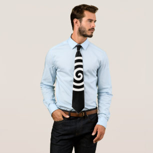 Corbata Círculo espiral blanco sobre negro