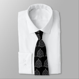Corbata Círculo triquetra entrelazado de triángulo {Negro}
