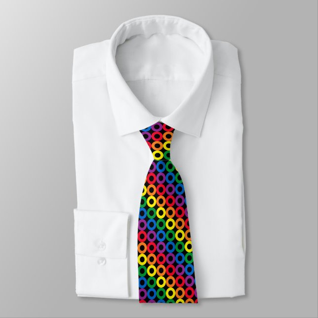 Corbata Círculos Arcoíris Negro (Atado)