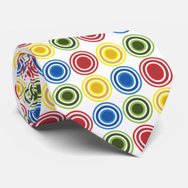 Corbata Círculos concéntricos geométricos coloridos (Enrollado)