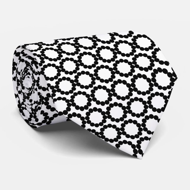 Corbata Círculos de Manchas - Blanco (Enrollado)
